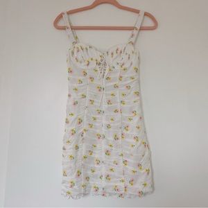 For Love & Lemons Celia Mini Dress floral white — size XS